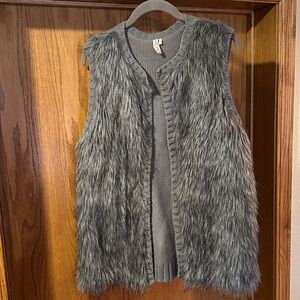 Gray Faux Fur Vest